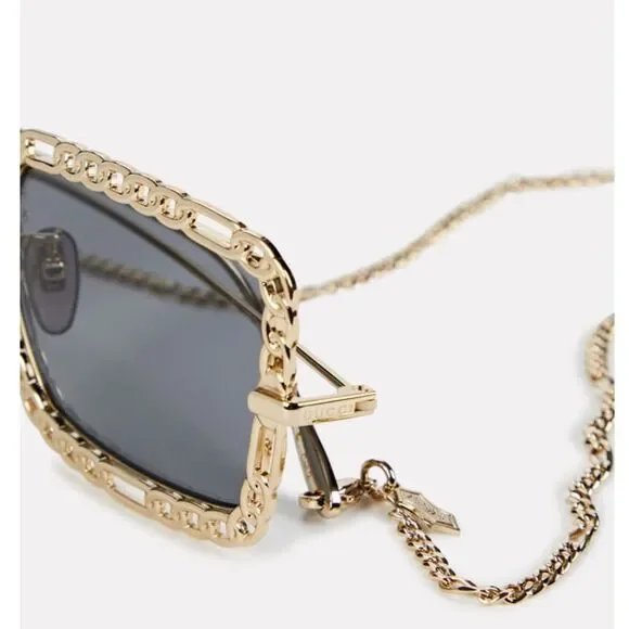 NWT GUCCI 54MM Rectangle Sunglasses Chain-Embellished  display picture 2